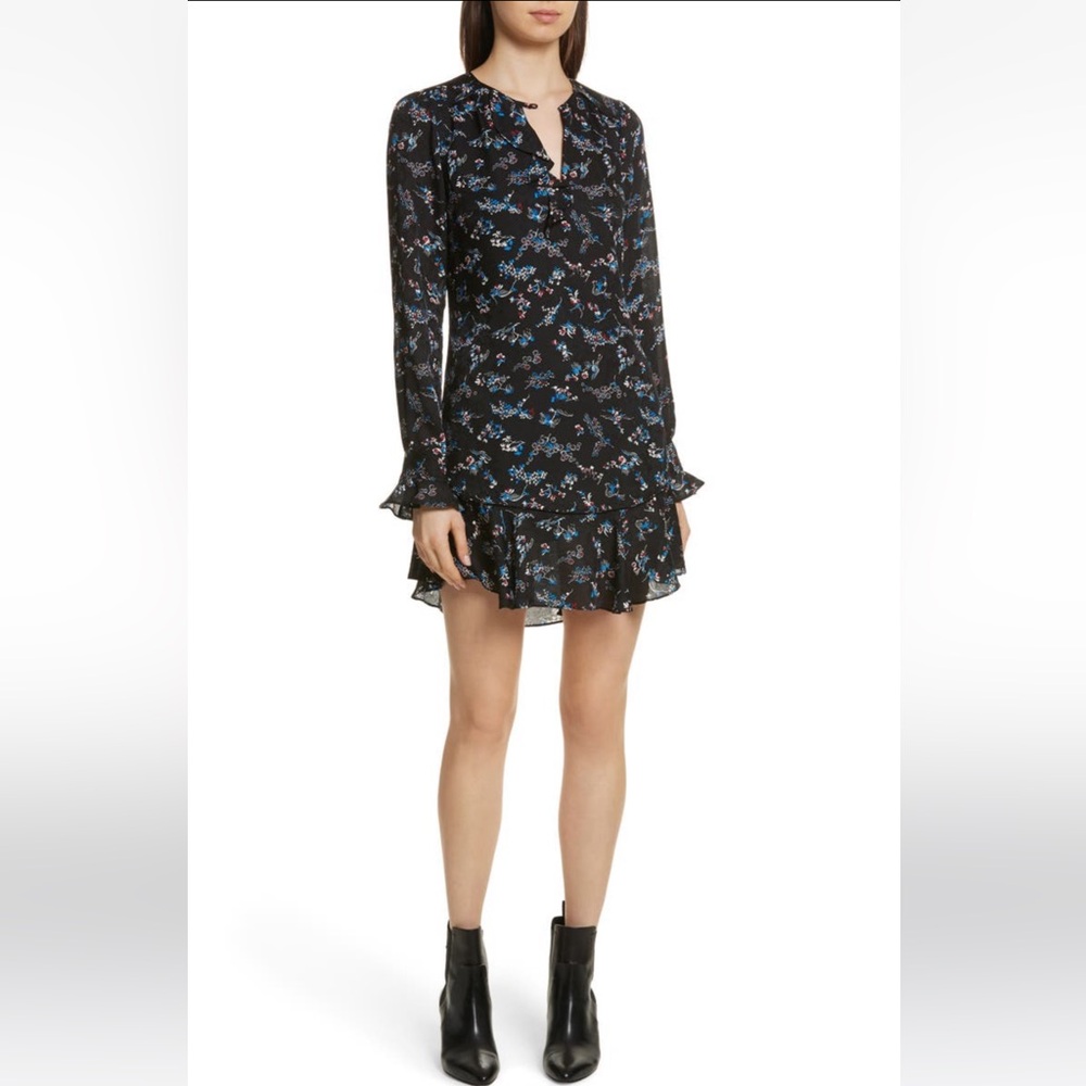 Veronica Beard Navy Silk Printed Minidress